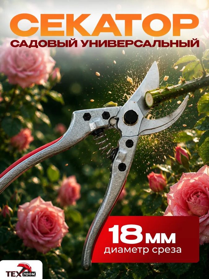 Секатор садовый техпром P 171: SK5, 22 см, для роз, винограда, кустарников, цветов.