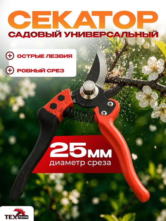 Секатор прививочный техпром S 5223, 200 мм (7,9″), до 20 мм, сталь, фиксатор, PVC+резина.