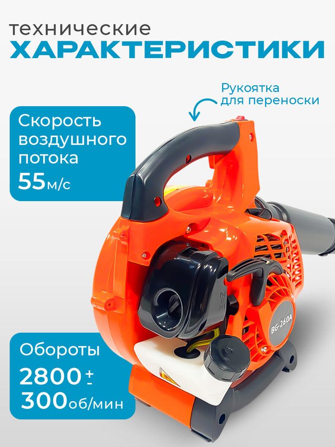 Воздуходувка бензиновая для дачи и сада "PROFI" BG-260A, ветродуйка для авто