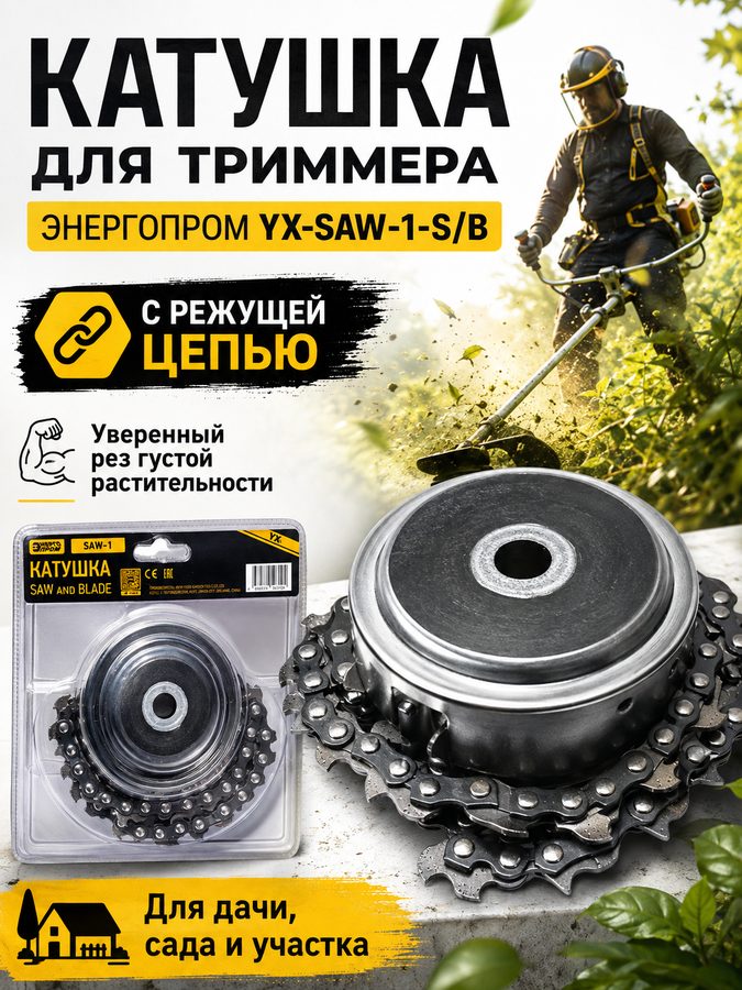 Катушка для триммера энергопром YX-SAW-1-S/B с режущей цепью